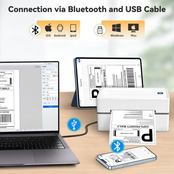 Bluetooth Thermal Shipping Label Printer, Wireless 4x6 Shipping Label - Picture 2 of 7